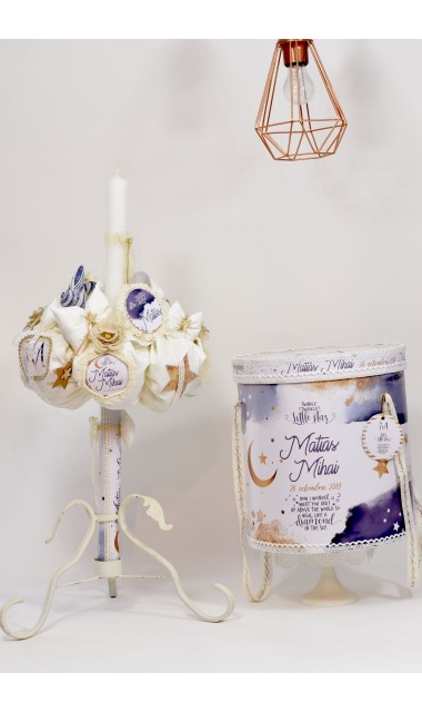 Trusou de botez pentru baieti cu praf de stele auriu, Twinkle Twinkle Little Star  8